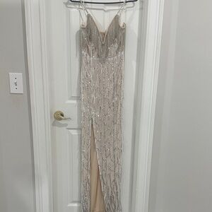 Elegant Silver and Cream Gown